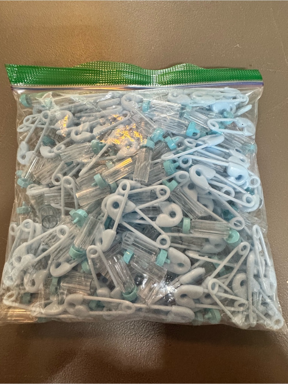 Light Blue Safety Pin and Baby Bottle Shower Favors